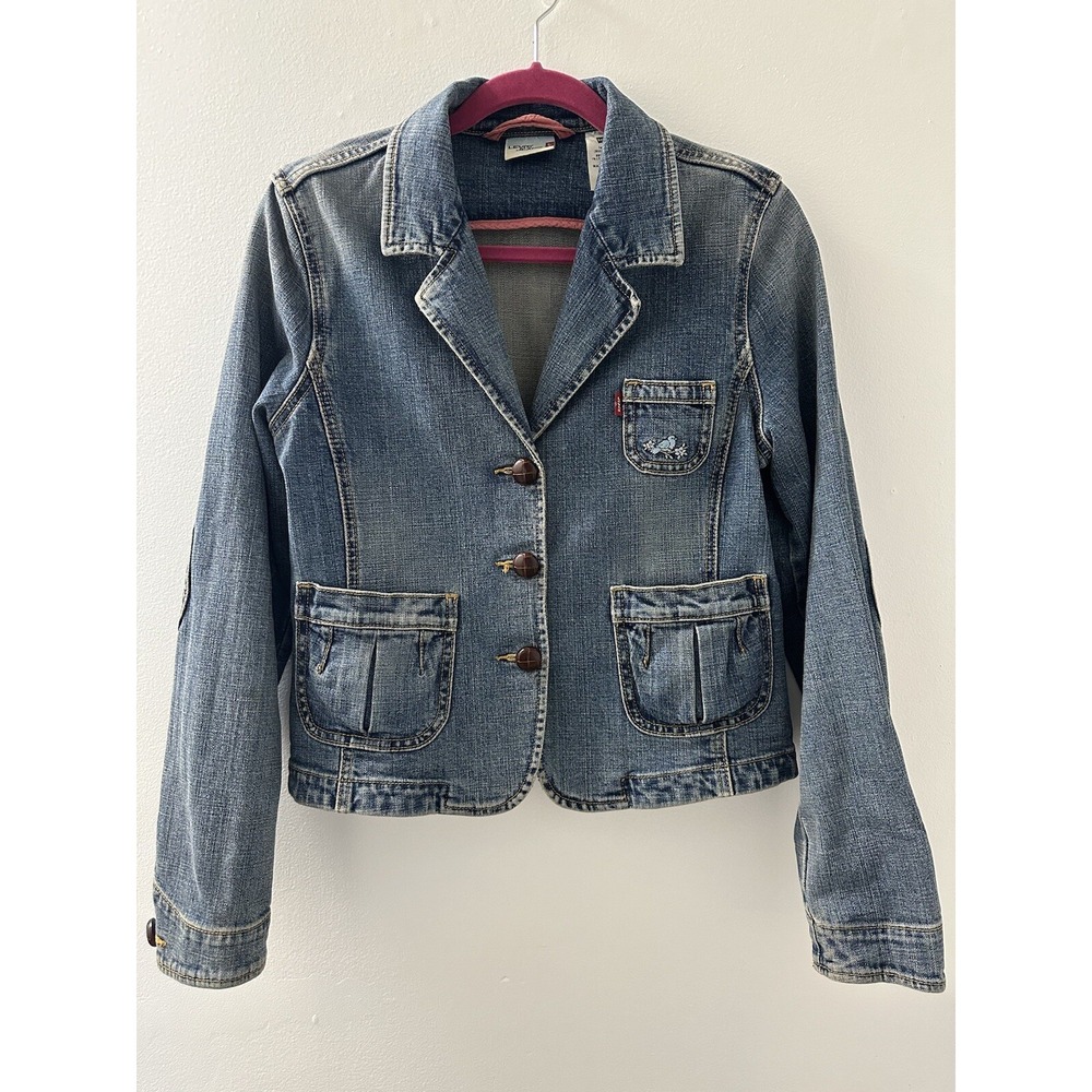 Levi's Women's Denim Jacket Vintage Buttons Elbow Patches Size L